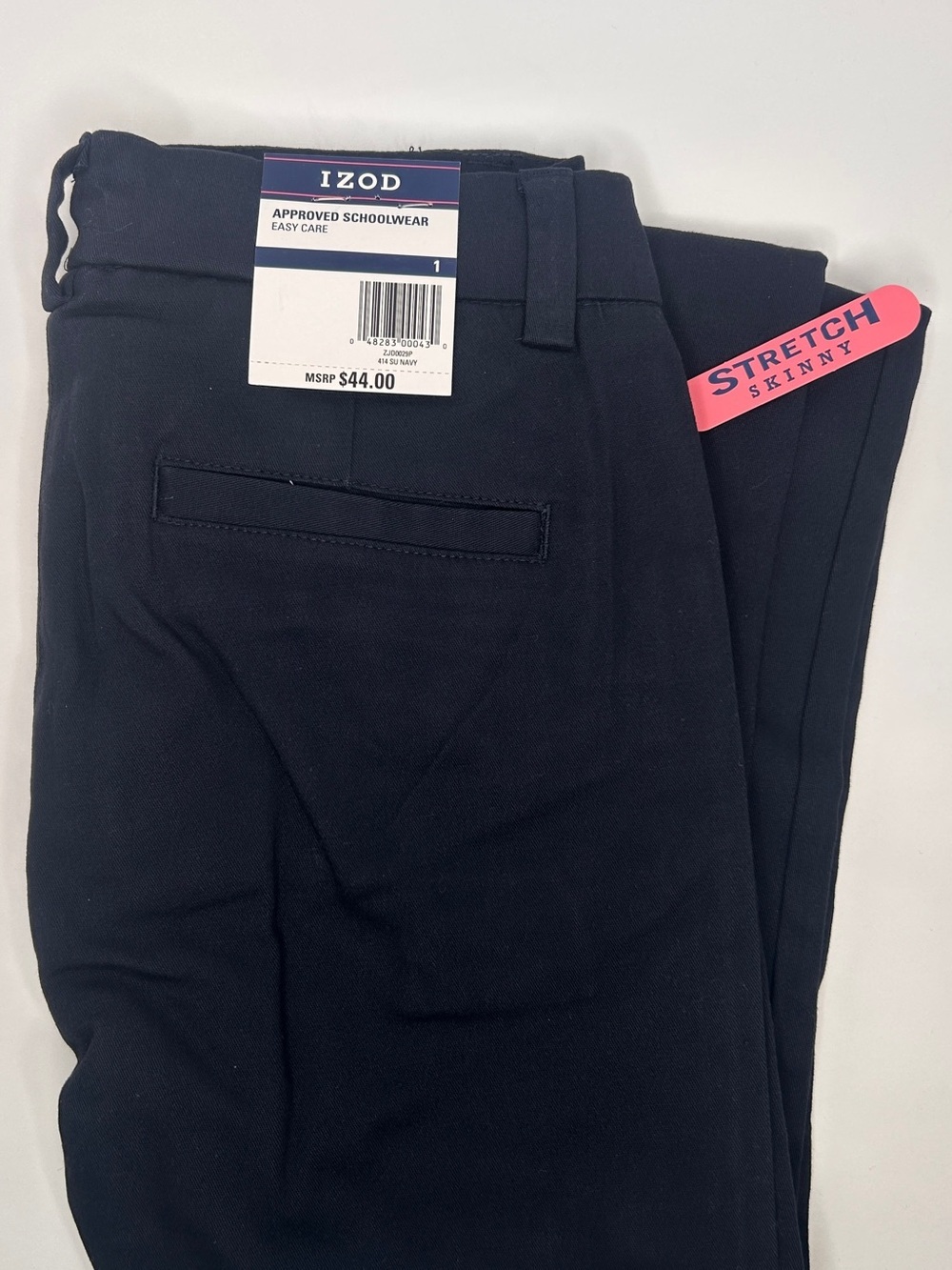 IZOD Juniors Uniform Stretch Twill Skinny Pant, Navy , 1 - Picture 6 of 14